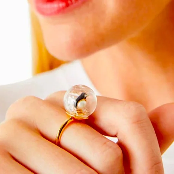 New Kate Spade arctic friends penguin snow globe ring - Picture 2 of 9